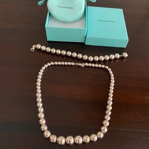 Authentic Tiffany & Co. Sterling Silver 925 Graduated Bead Necklace & Bracelet